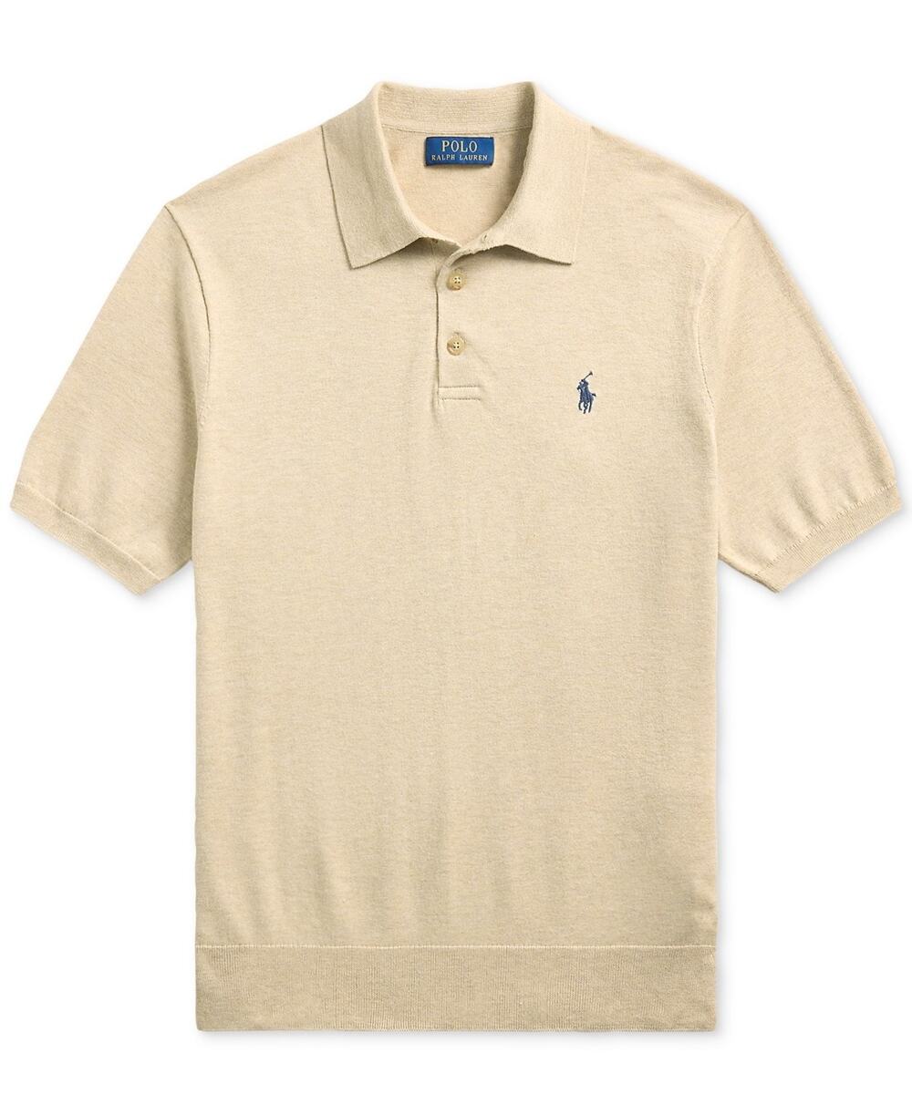 Polo Ralph Lauren Short Sleeve Cotton Polo Knit Sweater Dune Melange Small